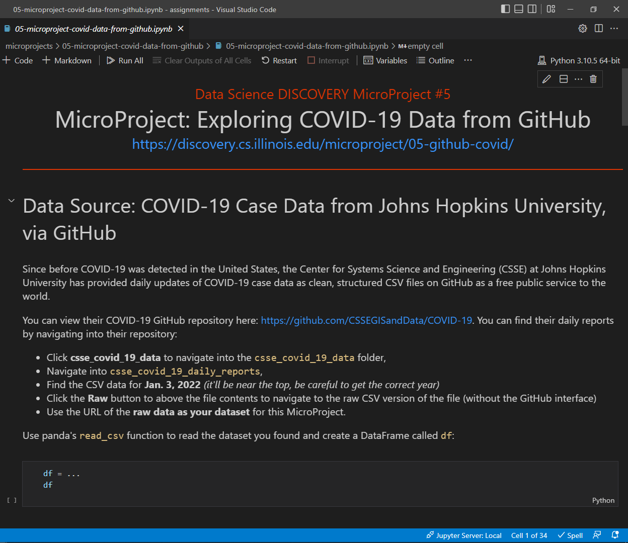 MicroProject in Visual Studio Code